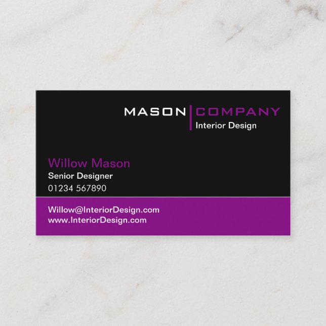 Black and Purple Corporate Business Card (Front)