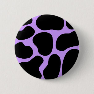 Black and Purple Cow Print Pattern. 6 Cm Round Badge
