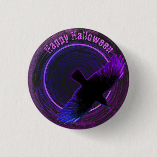 Black and Purple Crow 3 Cm Round Badge