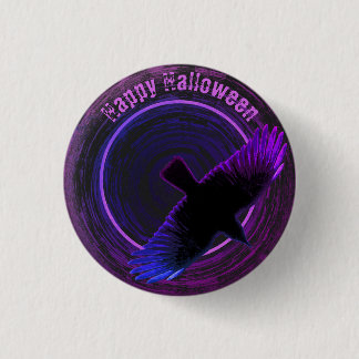 Black and Purple Crow 3 Cm Round Badge