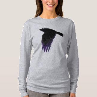Black and Purple Crow Flying T-Shirt