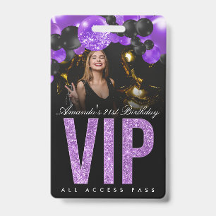 Black and Purple Customisable VIP All Access Badge ID Badge