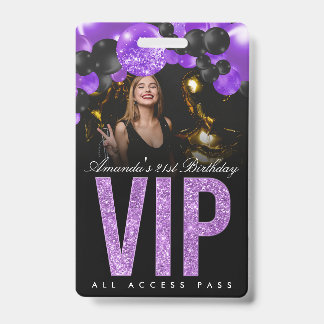Black and Purple Customisable VIP All Access Badge ID Badge