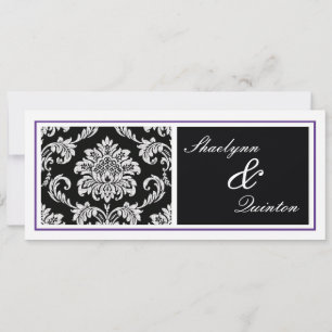 Black and Purple Damask Wedding Invitation