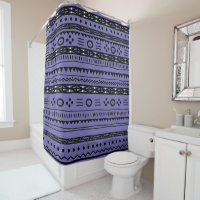 Black And Purple Designer Tribal Shower Curtain