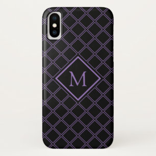 Black and Purple Diamond Pattern Monogram Case-Mate iPhone Case