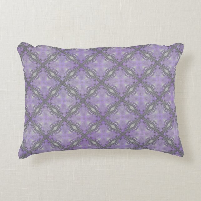 Black and Purple Diamonds with Waves Decorative Cushion (Front)