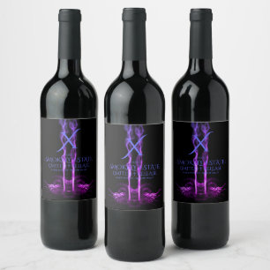 Black and Purple Dragon Smoke Monogram Wine Label
