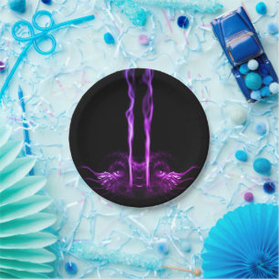 Black and Purple Dragon Smoke Paper Plate