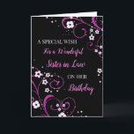 Black and Purple Flowers Sister in Law Birthday Card<br><div class="desc">Birthday card for sister in law with pretty black and purple flowers and thoughtful verse.</div>