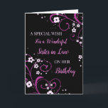 Black and Purple Flowers Sister in Law Birthday Card<br><div class="desc">Birthday card for sister in law with pretty black and purple flowers and thoughtful verse.</div>
