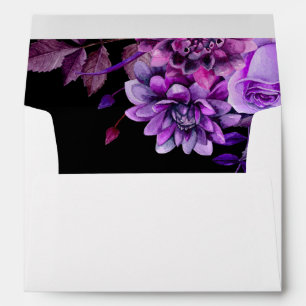 Black and purple flowers. Violet floral wedding Envelope