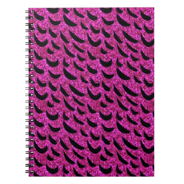 Black and Purple Glitter Animal Print Pattern Notebook (Front)