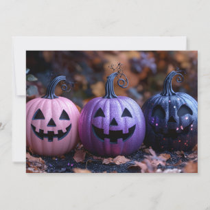 Black and Purple Glitter Halloween Greeting Card