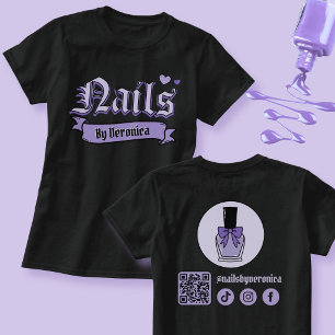 Black and Purple Gothic Nails Lettering Nail Tech T-Shirt