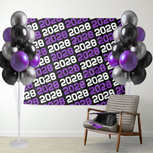 Black and Purple Graduation Class Year Backdrop Tapestry