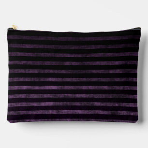 Black and Purple Grunge Ombre Stripes Accessory Pouch