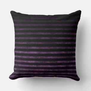 Black and Purple Grunge Ombre Stripes Cushion