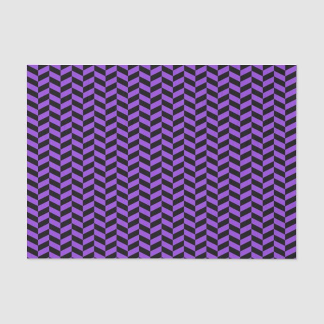 Black and Purple Herringbone Tissue Paper (Front)