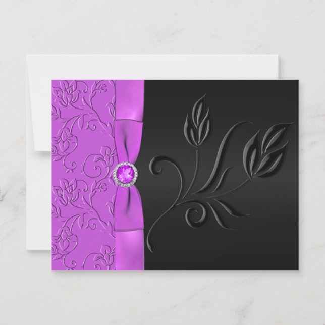 Black and Purple Jewelled RSVP Card (Front)