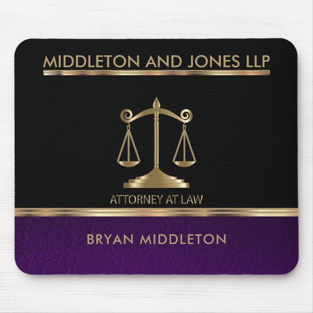 Black and Purple Leather Law Firm Designs Mouse Pad (Front)