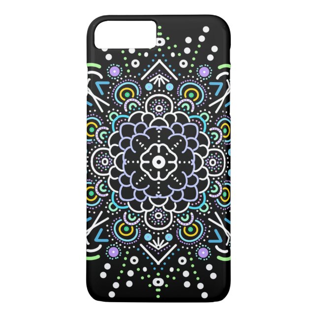 Black and Purple Mandala Abstract Colourful  Case-Mate iPhone Case (Back)