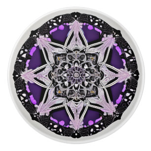 Black and Purple Mandala Ceramic Knob