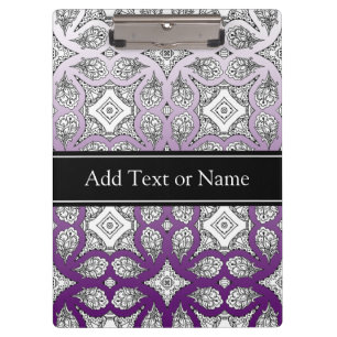 Black and Purple Mandala Zen Personalised Clipboard
