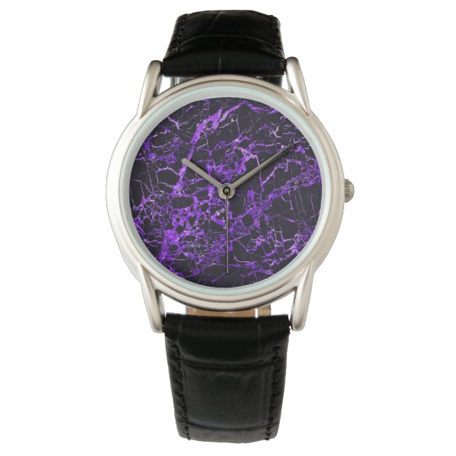 Black and Purple Marble, Watch (Front)