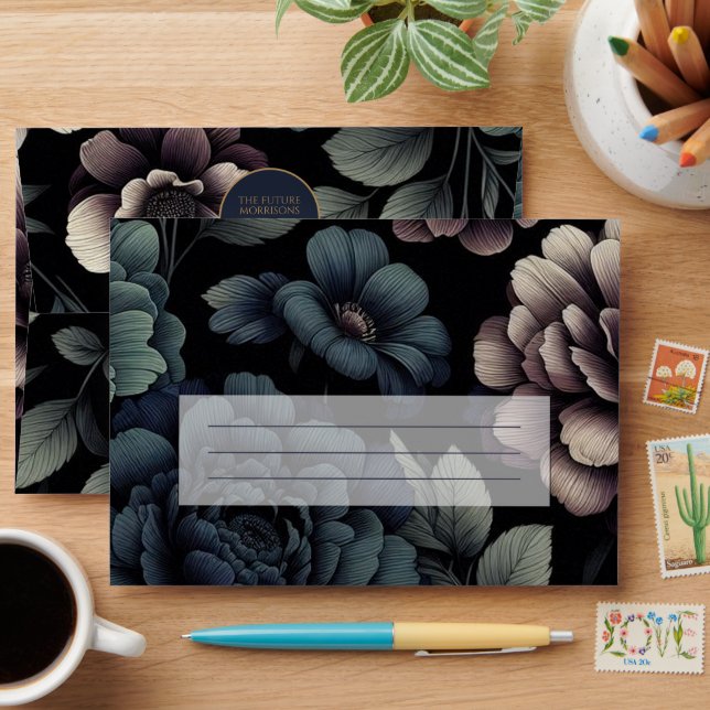 Black and Purple Moody Floral Envelope (Desk)
