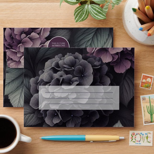 Black and Purple Moody Floral Envelope (Desk)