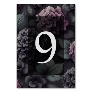 Black and Purple Moody Floral Table Number