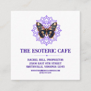 Black and Purple Moth Mandala Square Business Card