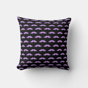 Black and Purple Moustache Throw Pillow