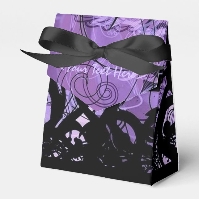 Black and Purple Pattern Personalised Favour Box (Front Side)