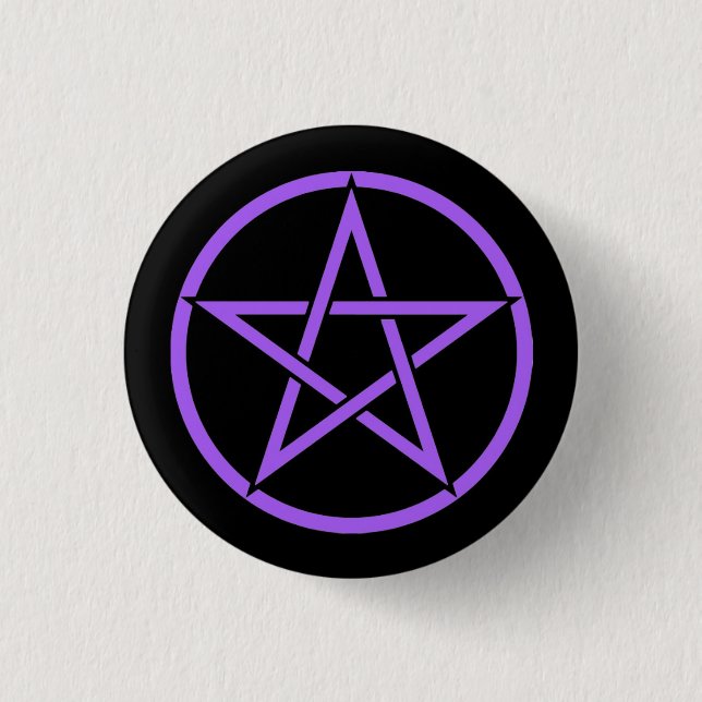 Black and Purple Pentacle Pentagram Button Badge (Front)