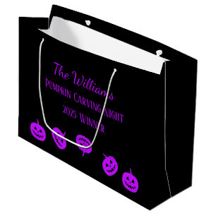 Black and Purple Pumpkin Carving Night Large Gift Bag