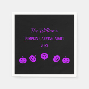 Black and Purple Pumpkin Carving Night Napkins