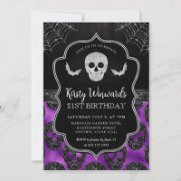 Black and Purple Skull and Cobwebs 21st Birthday