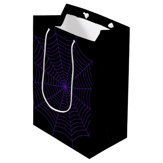Black and purple spider web Halloween pattern Medium Gift Bag (Front Angled)