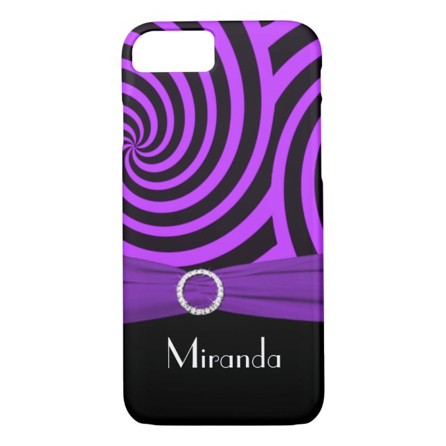 Black and Purple Swirly Stripes iPhone 7 Case (Back)