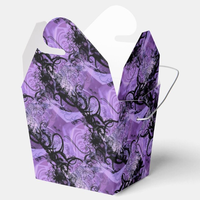Black and Purple Tiled Pattern Take Out Favour Box (Opened)