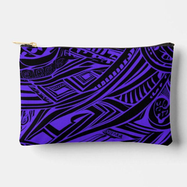 Black And Purple Tribal Abstract Accessory Pouch (Front)