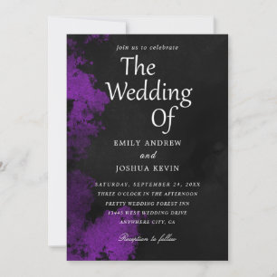 black and purple wedding invitations