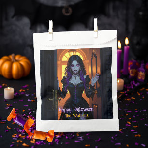Black and Purple Witch Personalised Halloween Favour Bags