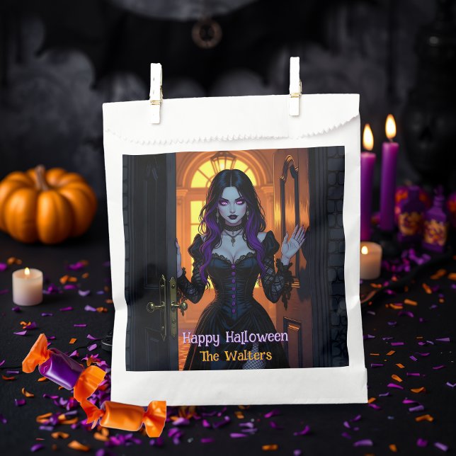 Black and Purple Witch Personalised Halloween Favour Bags (Creator Uploaded)