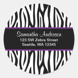 Black and Purple Zebra Custom Address Label
