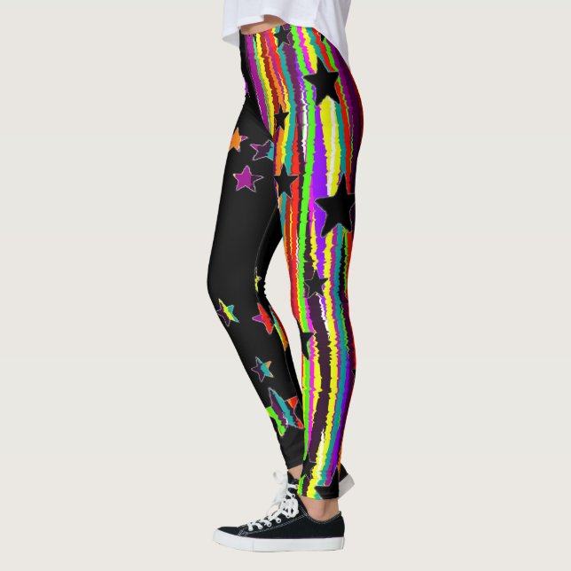Black And Rainbow Star Leggings (Left)