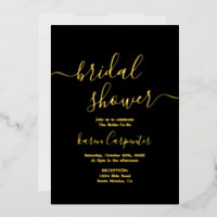Black and Real gold foil Bridal Shower Invitation