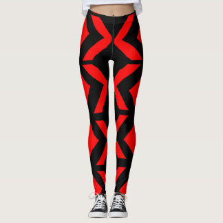black and red abstract art leggings